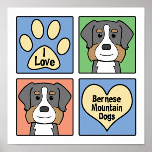 I Love Bernese Mountain Dogs Poster