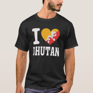 I Love Bhutan Heart Souvenir Lovers Pride Travel T-Shirt