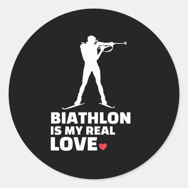  I love biathlon Stylish biathlon silhouette Classic Round Sticker (Front)