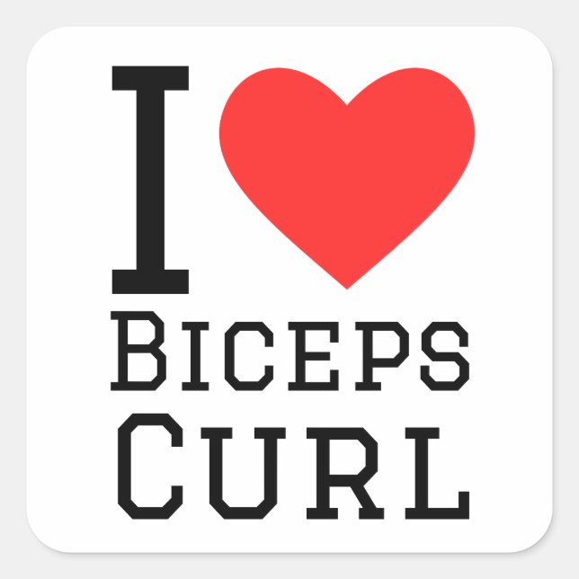 I love biceps curl square sticker (Front)