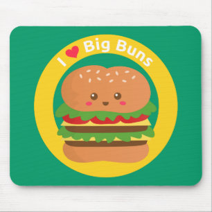 I Love Big Buns, Kawaii Big Burger Mouse Mat