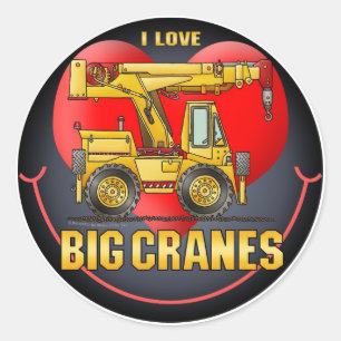 I Love Big Cranes Kids Sticker