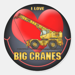 I Love Big Cranes Kids Sticker