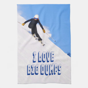 I Love Big Dumps Snow Ski Downhill Tea Towel