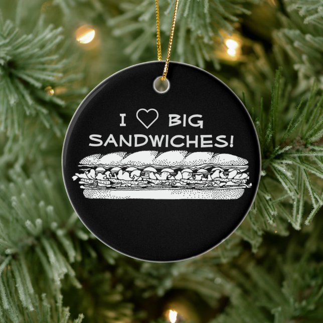 I Love Big Sandwiches Hoagie Ceramic Tree Decoration (Tree)