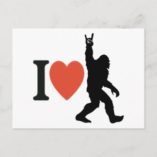 I Love Bigfoot Rock On Holiday Postcard