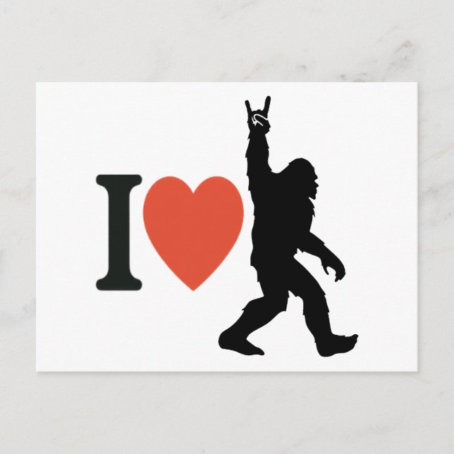 I Love Bigfoot Rock On Holiday Postcard (Front)