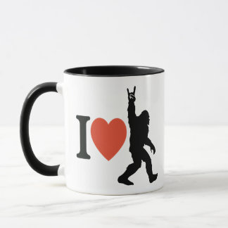 I Love Bigfoot Rock On Mug