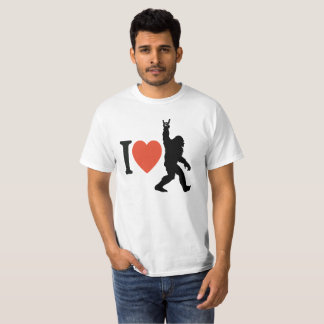 I Love Bigfoot Rock On T-Shirt