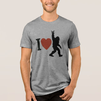 I Love Bigfoot Rock On Tri-Blend Shirt