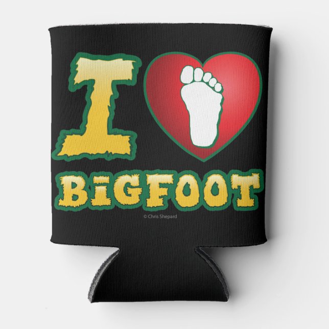 I Love Bigfoot - Sasquatch Believer Cryptozoology  Can Cooler (Front)
