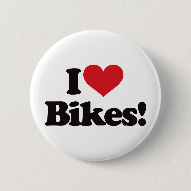 I Love Bikes! 6 Cm Round Badge (Front)