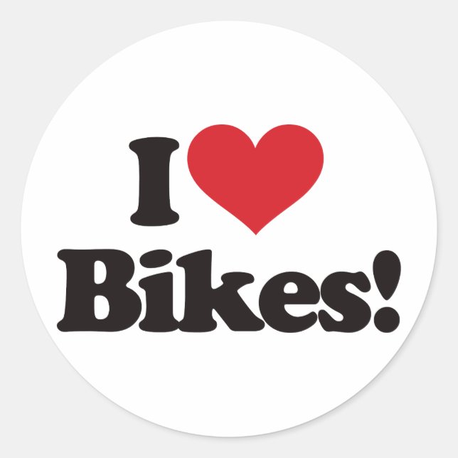 I Love Bikes! Classic Round Sticker (Front)