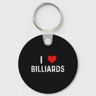 I Love Billiards - Heart - Distressed Pool Table H Key Ring