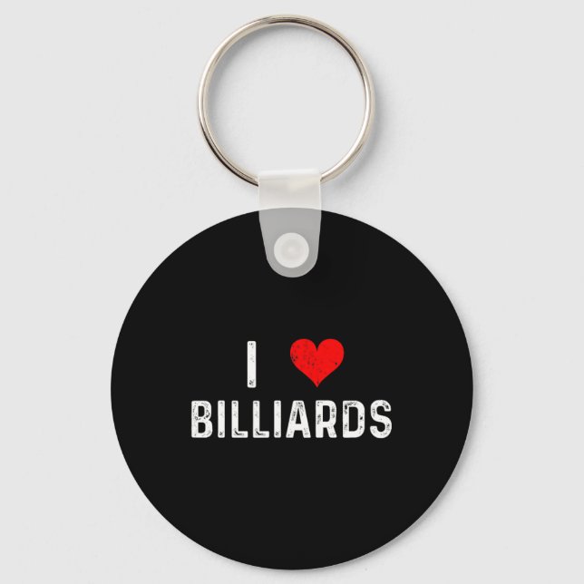 I Love Billiards - Heart - Distressed Pool Table H Key Ring (Front)