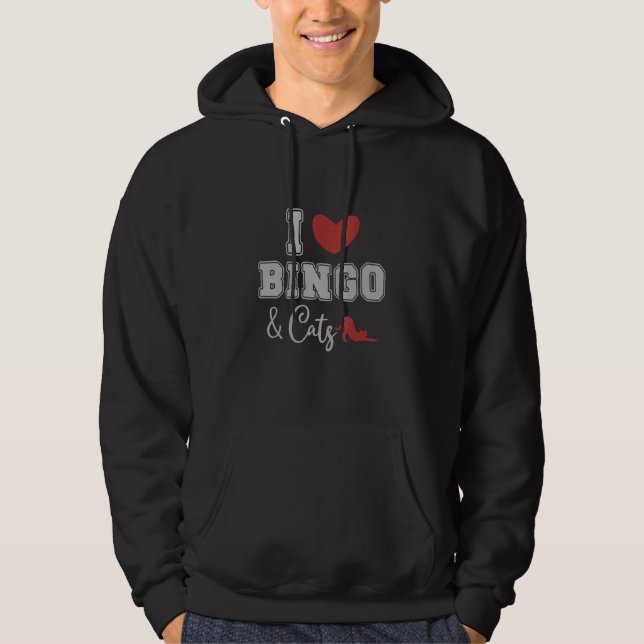 I Love Bingo and Cats Cute Animal Bingo 2 Hoodie (Front)