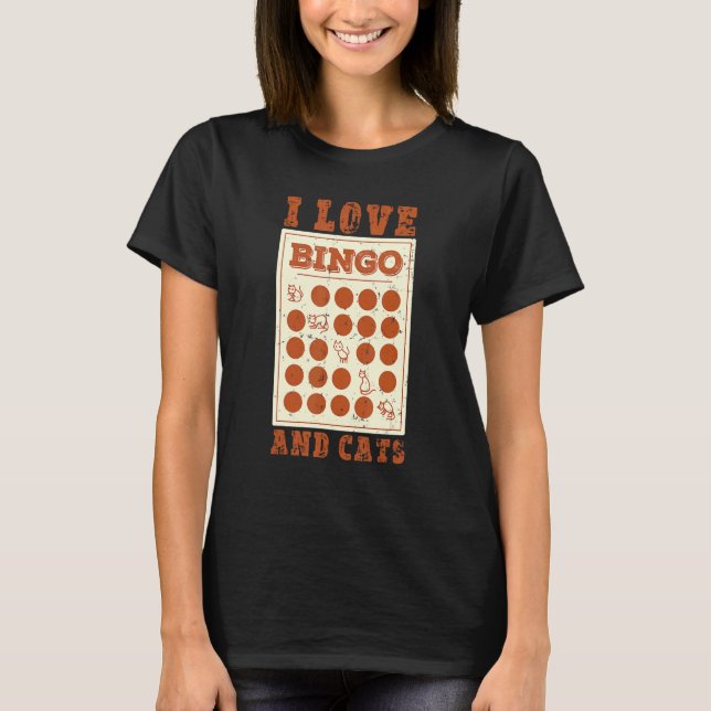 I Love Bingo and Cats Cute Animal Bingo 3 T-Shirt (Front)