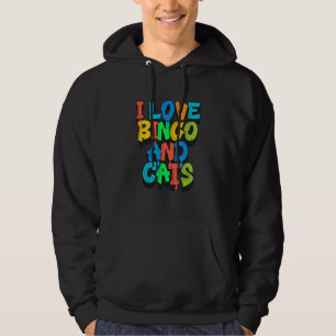 I Love Bingo and Cats Cute Animal Bingo Design Hoodie