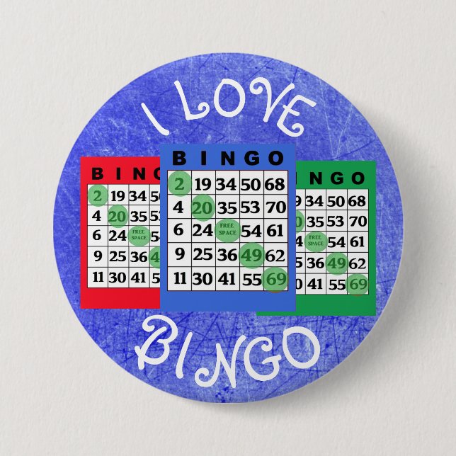 I Love BINGO Cards Button (Front)