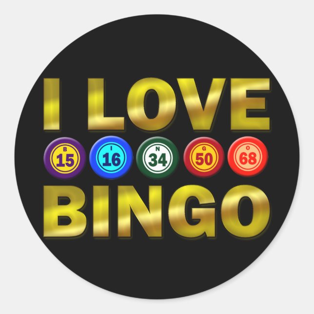 I LOVE BINGO CLASSIC ROUND STICKER (Front)