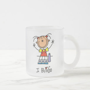I Love Bingo Frosted Glass Coffee Mug