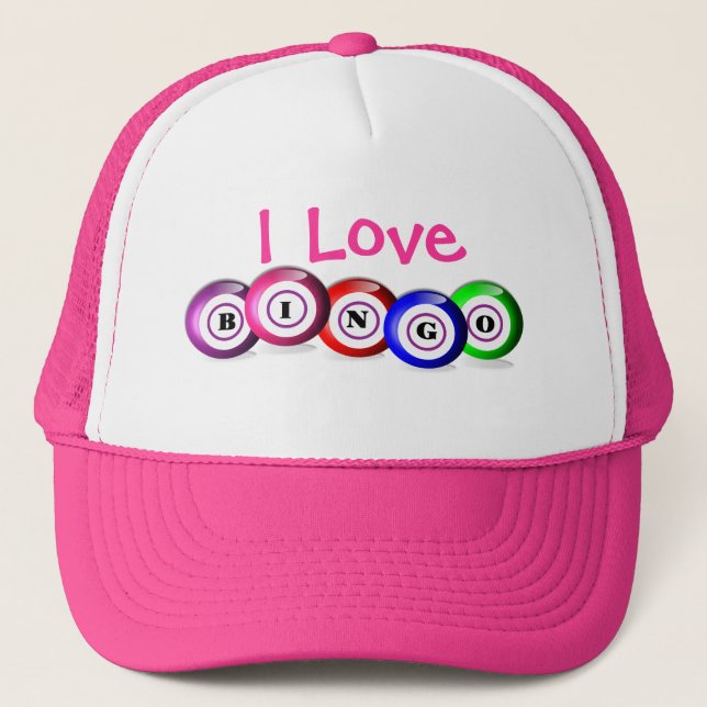 I Love Bingo Fun Colourful Bingo Balls Design Trucker Hat (Front)