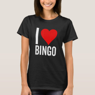 I Love Bingo heart Game Bingo Grandmother Mother T-Shirt
