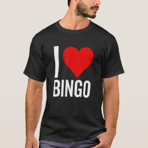 I Love Bingo heart Game Bingo Grandmother Mother T-Shirt