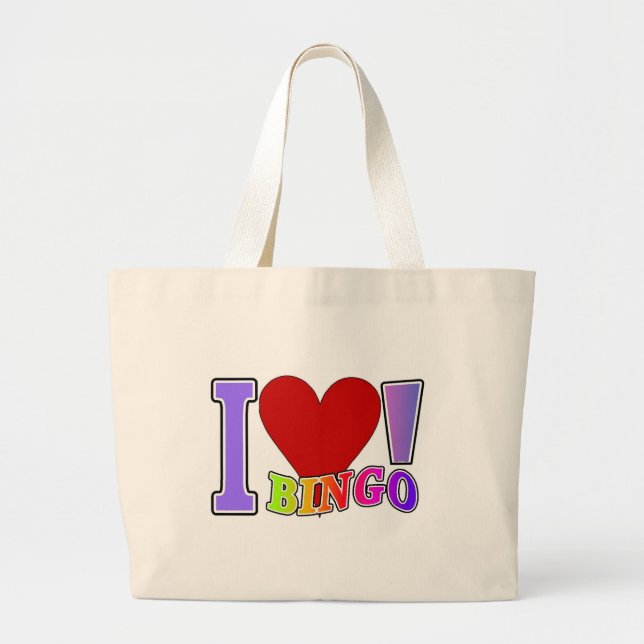 I Love Bingo Large Tote Bag (Front)