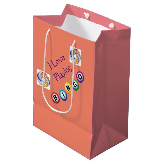 I Love Bingo n Swirls Gift Bag (Front Angled)
