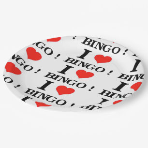 I Love Bingo Paper Plate