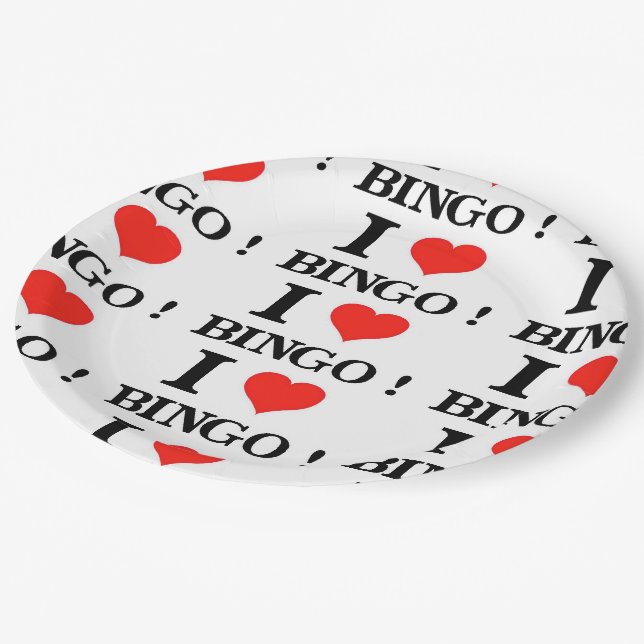 I Love Bingo Paper Plate (Angled)