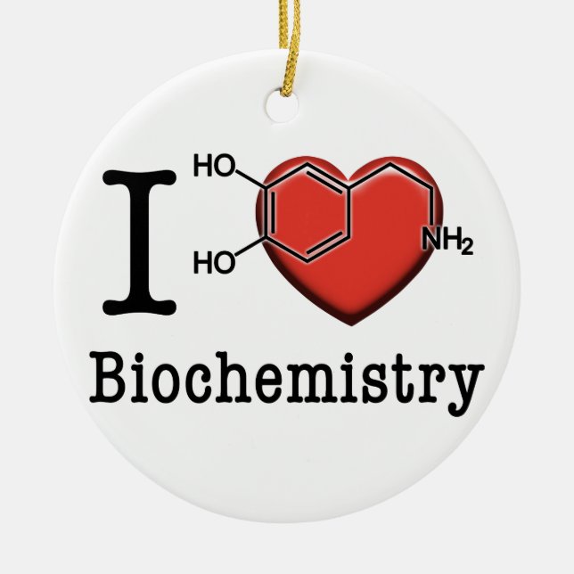I Love Biochemistry Ceramic Tree Decoration (Front)