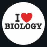 I Love Biology Classic Round Sticker<br><div class="desc">I Heart Biology t-shirts and gifts</div>