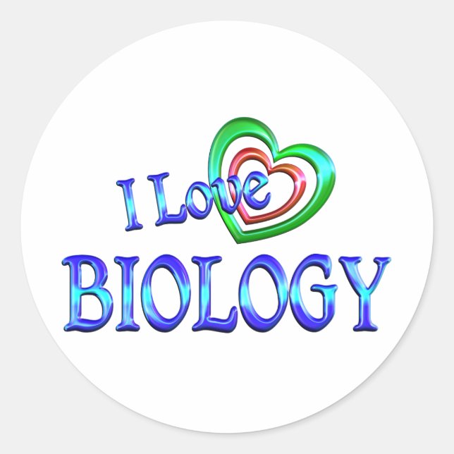 I Love Biology Classic Round Sticker (Front)