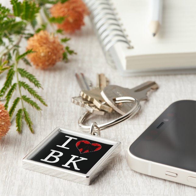 I Love BK Brooklyn NYC Key Ring (Side)