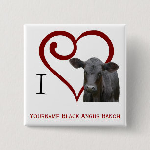 I love Black Angus Beef 15 Cm Square Badge