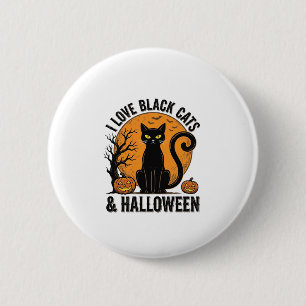 I Love Black Cats Halloween Vintage Shirt Design_1 6 Cm Round Badge