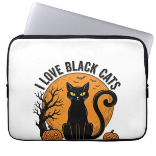 I Love Black Cats Halloween Vintage Shirt Design_1 Laptop Sleeve