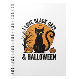 I Love Black Cats Halloween Vintage Shirt Design_1 Notebook