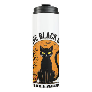 I Love Black Cats Halloween Vintage Shirt Design_1 Thermal Tumbler