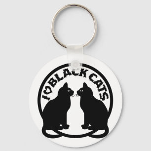 I LOVE BLACK CATS KEY RING