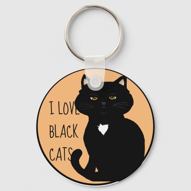 I love Black Cats Key Ring (Front)