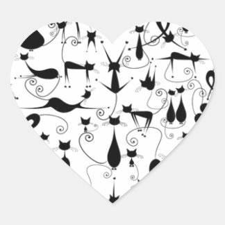 i love black cats silhouette heart sticker