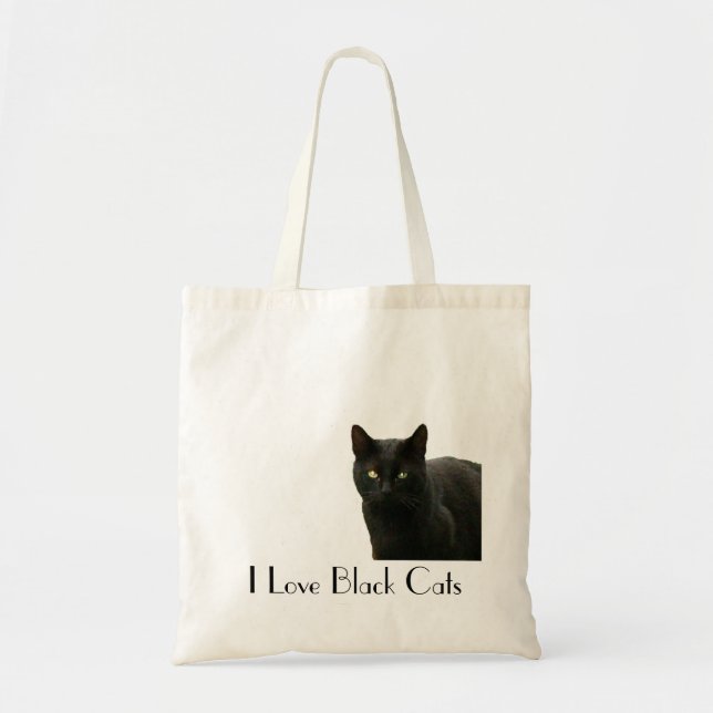 I Love Black Cats Tote Bag (Front)