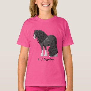I Love Black Gypsy Vanner Draught Horses T-Shirt