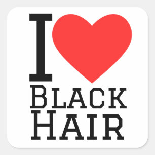 I love black hair square sticker