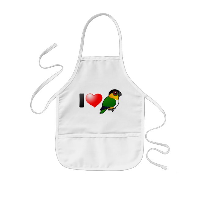 I Love Black-headed Parrots Kids Apron (Front)