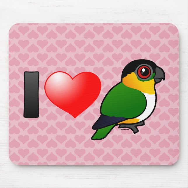 I Love Black-headed Parrots Mouse Mat (Front)