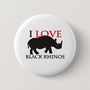 I Love Black Rhinos 6 Cm Round Badge